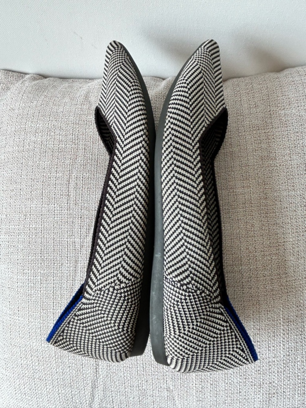 Rothy's Pointed-Toe Flats in Black & White Chevron - Picture 9 of 10